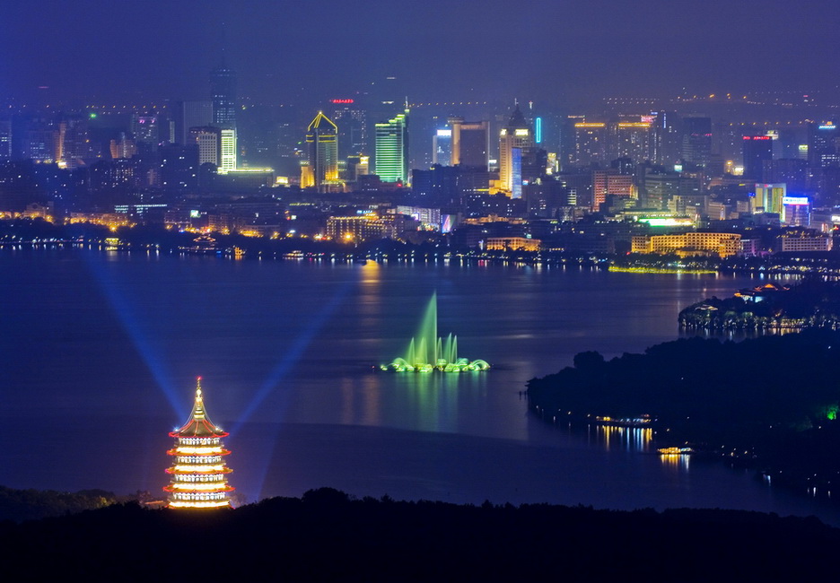 杭州夜景摄影，建筑摄影 杭州西湖夜景摄影